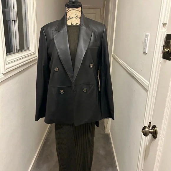 Vince Leather Blazer -8 NWT - Picture 2 of 5